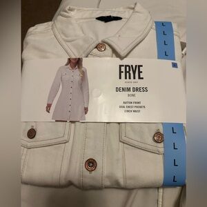 Frye Women's Denim Button Down Jean Dress Long Sleeve Sz L NWT (Dec12)